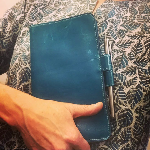 Small Leather Notebook in Ocean by Iron & Flint