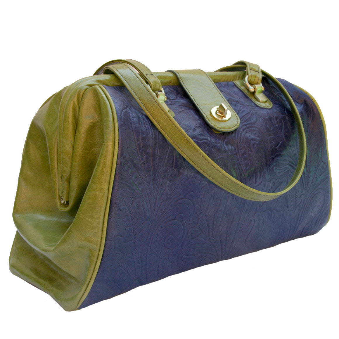 Dark Blue Leather Doctor Handbag Handmade Leather Doctor 