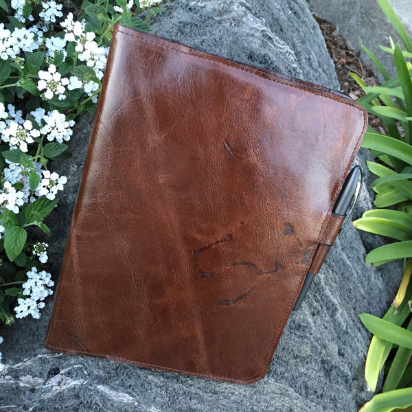 Small Leather Notebook in Ocean by Iron & Flint