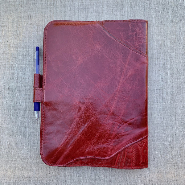 Patchwork Leather Notebook in Cherry & Paprika Floral by Iron & Flint