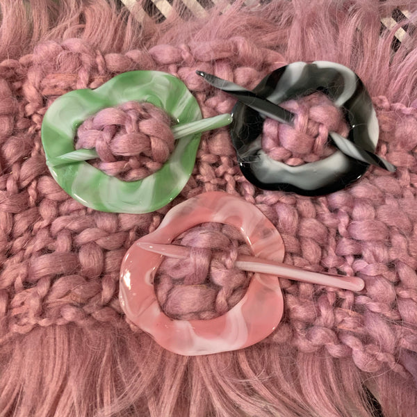 Moving Mud Shawl Pin Newsprint