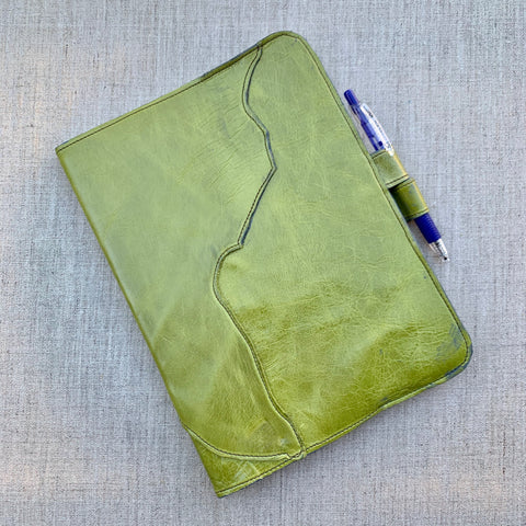 Patchwork Leather Notebook in Avocado by Iron & Flint