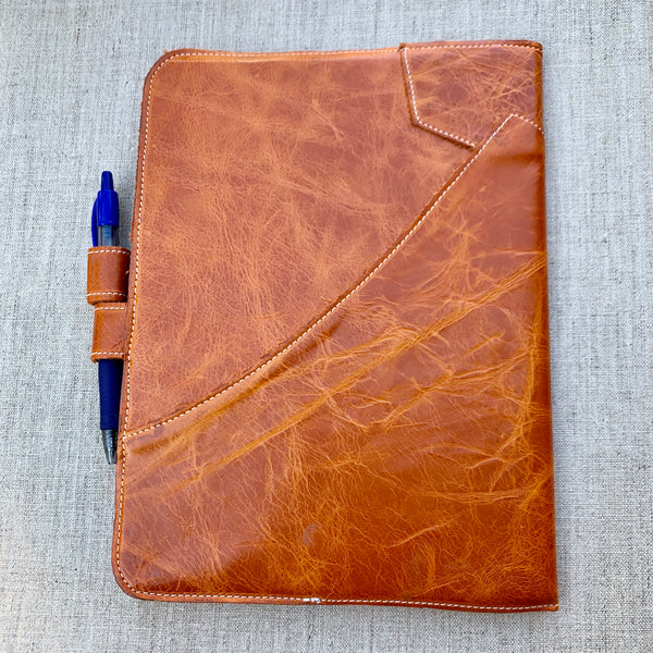 Patchwork Leather Notebook in Mango by Iron & Flint