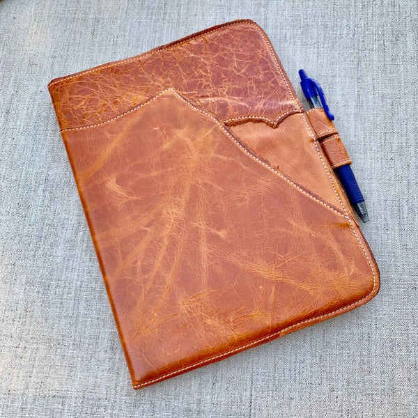 Patchwork Leather Notebook in Mango by Iron & Flint