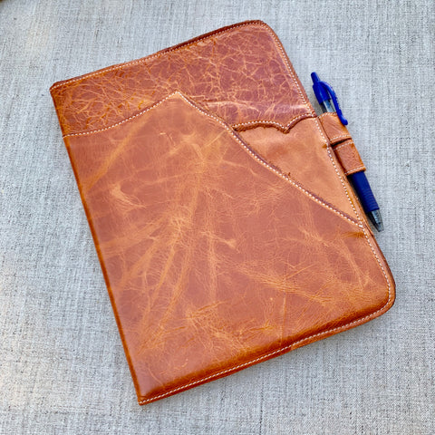 Patchwork Leather Notebook in Mango by Iron & Flint