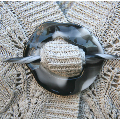 Moving Mud Shawl Pin Newsprint