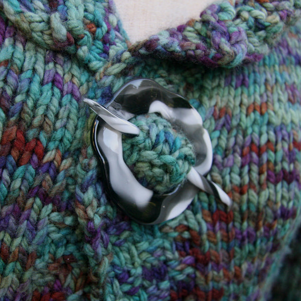 Moving Mud Shawl Pin Newsprint